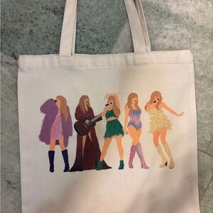 Taylor Swift Stylish Cream Tote Bag with Fashion Print